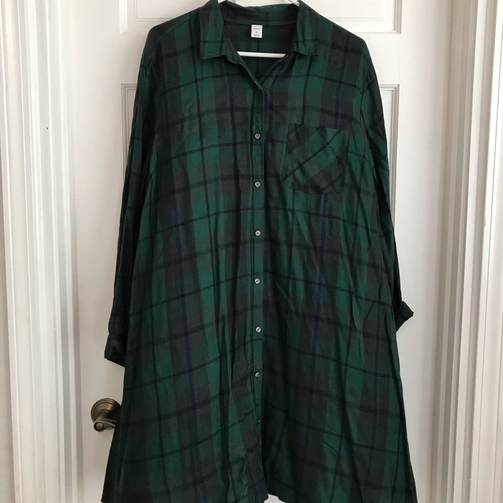 Old Navy long sleeve plaid shirt dress size XL